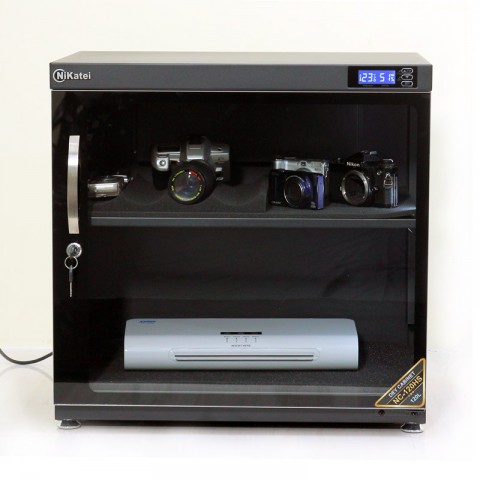 Tủ chống ẩm chuyên dụng Nikatei NC-120HS, viền nhôm mạ bạc (120 lít)